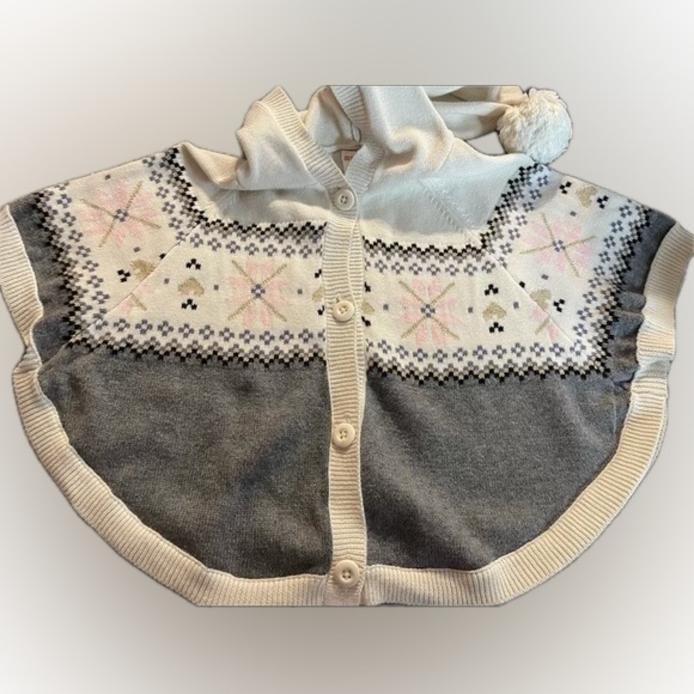 Gymboree Snowflake Poncho Cream and Gray